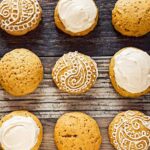 pumpkin spice cookies with paisley icing