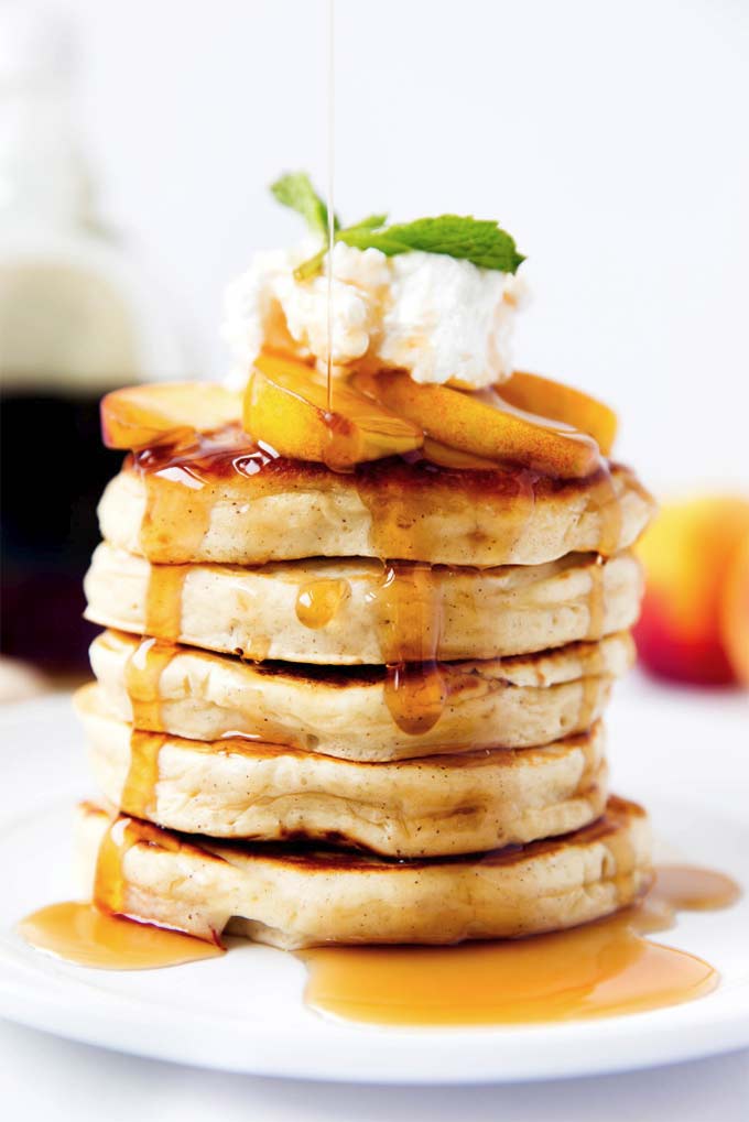 Boubon peach pancakes by Broma Bakery