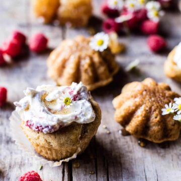 Salted chamomile honey cakes with raspberry ripple cream - by Half Baked Harvest