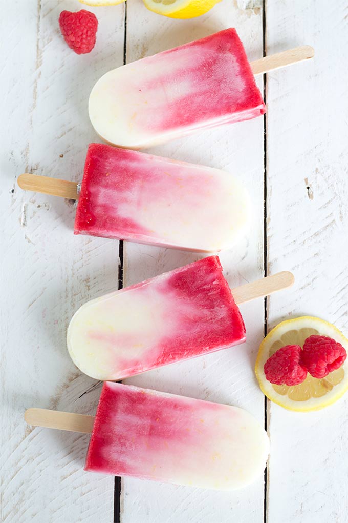 Raspberry lemonade yogurt pops - by Cookie Dough and Oven Mitt