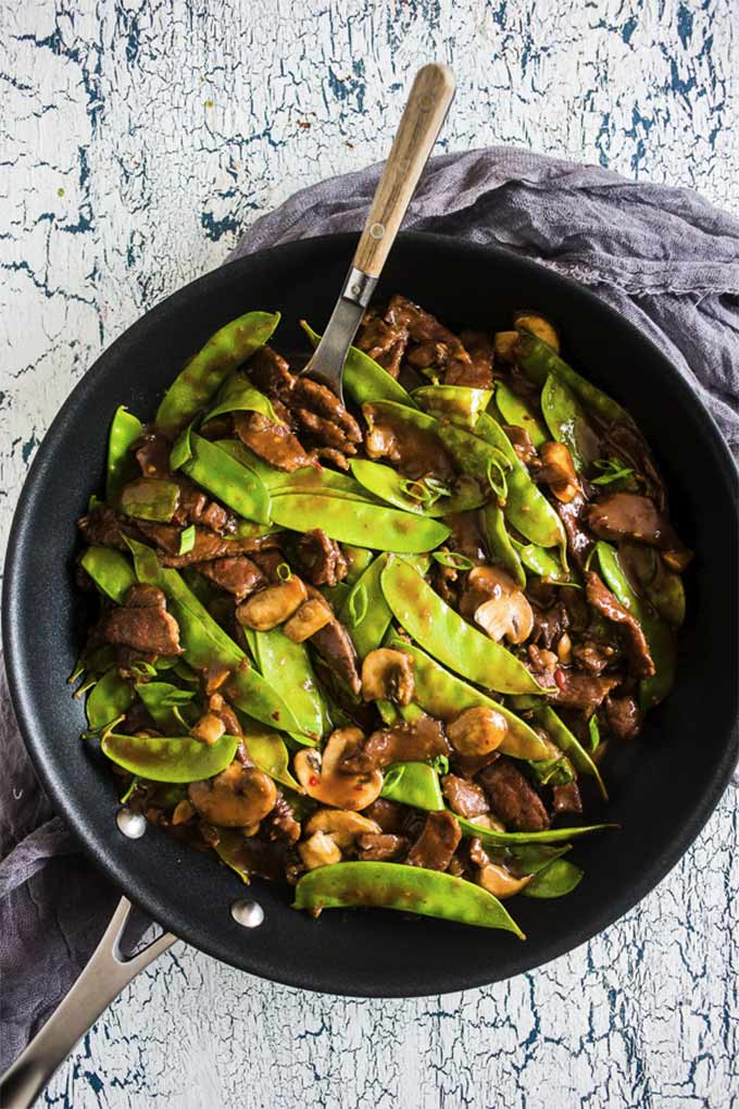 20-minute snow pea beef skillet - by Nutmeg Nanny