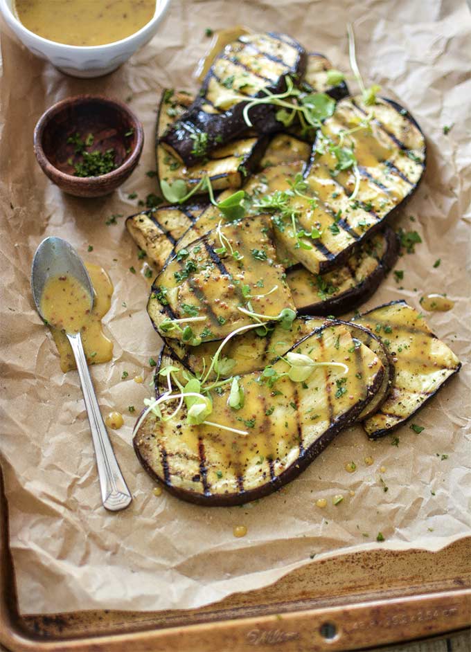 Eggplant recipes in season - grilled eggplant salad with mustard vinaigrette by Cooking and Beer