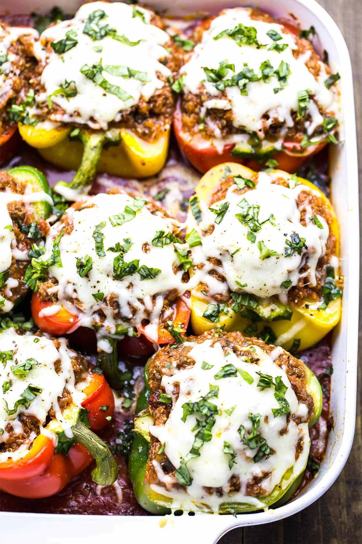 Bell pepper recipes in season - quinoa lasagna stuffed peppers recipe by The Girl on Bloor