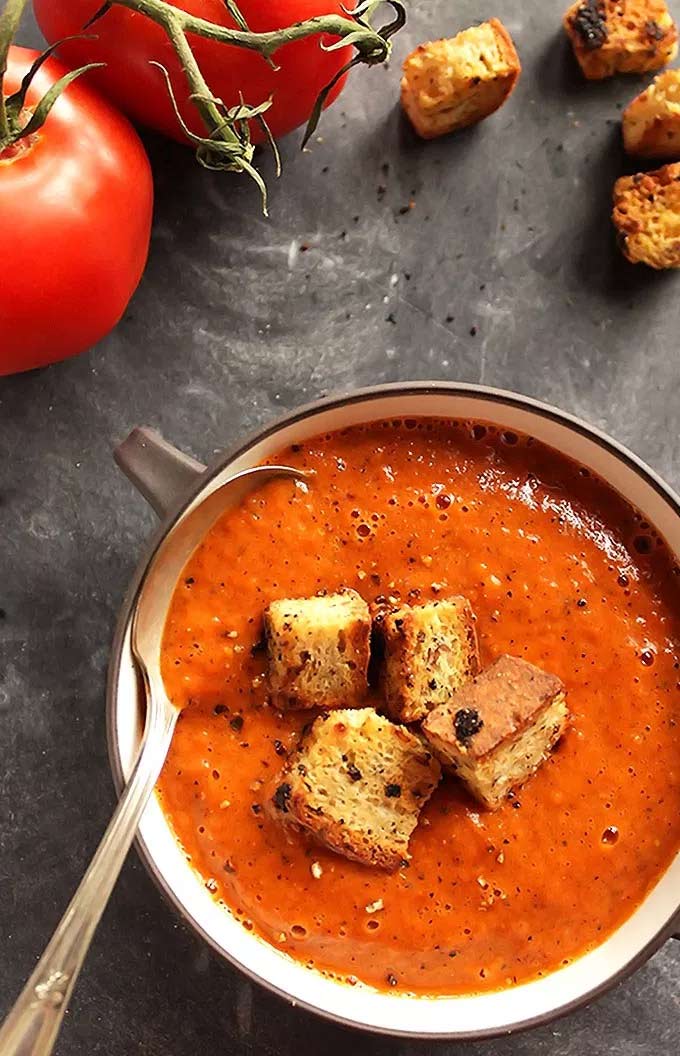 Farmer's market recipes in season - roasted red pepper and tomato soup recipe by Robust Recipes