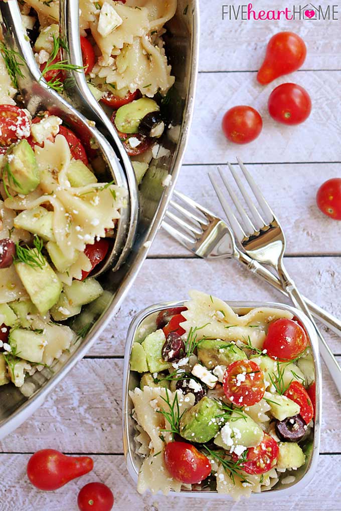 Tomato Cucumber Pasta Salad by Five Heart Home