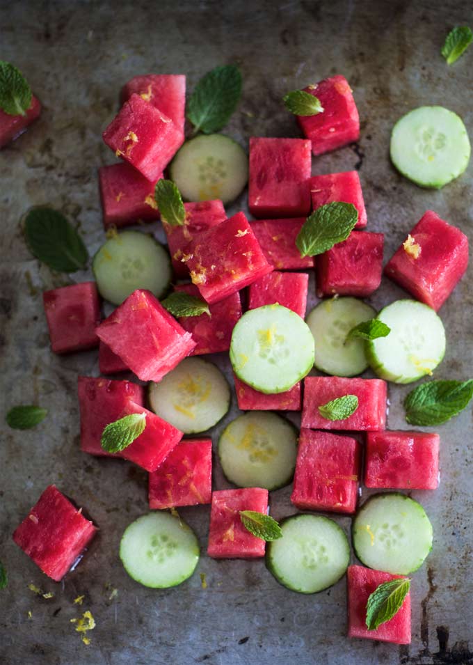 Watermelon Cucumber Mint Salad - Recipe by Diary of Us