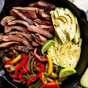 Bell pepper recipes in season: Chili lime steak fajitas recipe by Cafe Delites