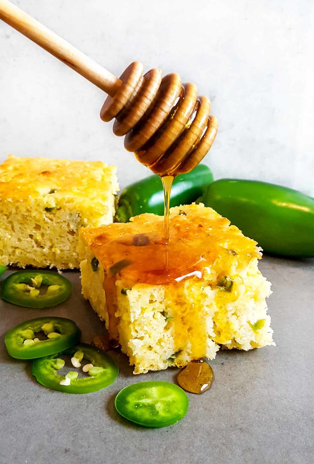 Cornbread with jalapenos and honey