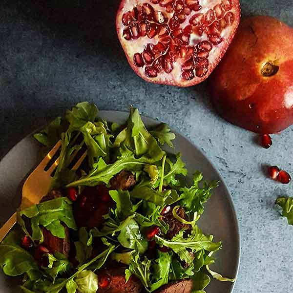 Pomegranate steak salad, recipe from the Persiana Cookbook