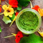 Homemade nasturtium pesto