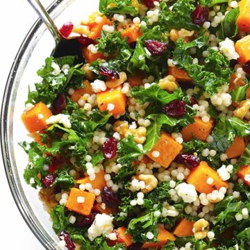 Roasted squash, kale, cranberry couscous salad - Gimmee Some Oven