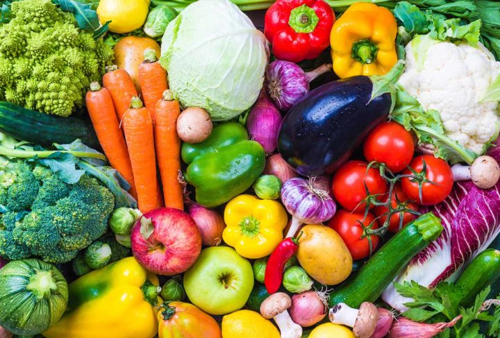 A varieties of fruits and vegetables laid on a table