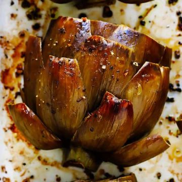 A roasted artichoke