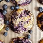 Blueberry swill muffins after baking in a muffin tin