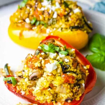 Mediterranean stuffed peppers. Recipe by Our Happy Mess