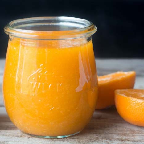 A jar of clementine jam. Recipe by The View from Great Island