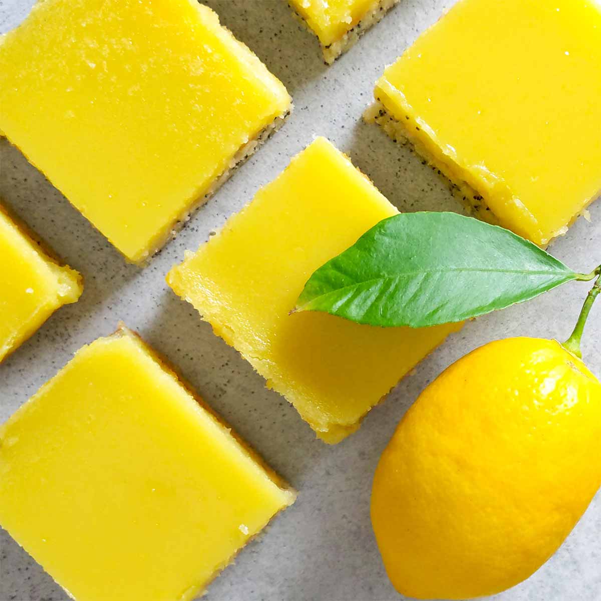 Lemon bars with poppy seed crust, and a lemon