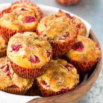 Strawberry rhubarb yogurt muffins recipe by A Spicy Perspective
