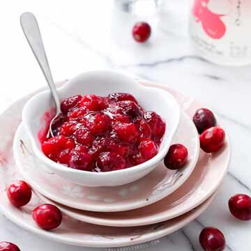 Ginger sake cranberry sauce recipe by Love & Olive Oil