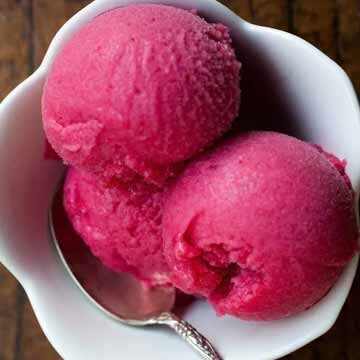 Cranberry sorbet scoops by Simply Recipes