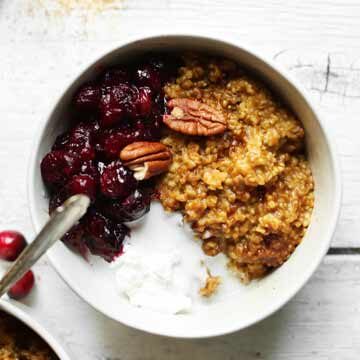 Cranberry pumpkin steel-cut oats recipe by Minimalist Baker