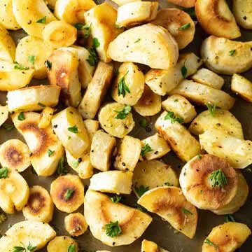 Garlic butter roasted parsnips recipe by A Spicy Perspective