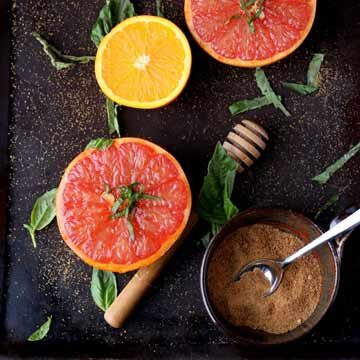 Caramelized grapefruit with basil & honey recipe by The Wooden Skillet