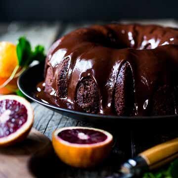 Dark chocolate bundt cake with blood oranges recipe by Feasting at Home