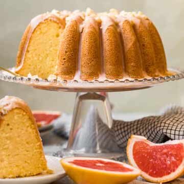 Pink grapefruit cake with grapefruit-ginger glaze recipe by The Cookie Rookie