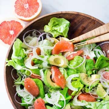 Grapefruit, fennel, and avocado salad recipe by Feasting at Home