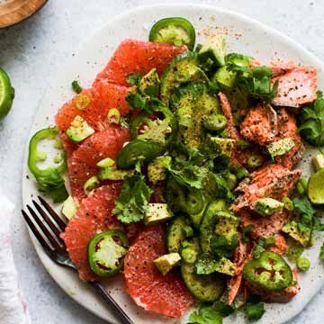 Chili grapefruit salmon salad recipe by My Diary of Us