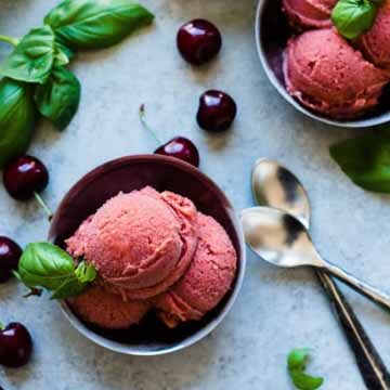 Cherry basil sorbet by Kitchen Confidante
