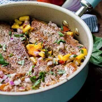 Pan seared pork chops with nectarines & balsamic glaze recipe by Food above Gold