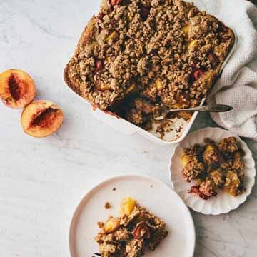 Strawberry, nectarine, and peach whole grain buckle recipe by Hummingbird High