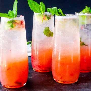 Strawberry rhubarb mojitos recipe by Yes to Yolks