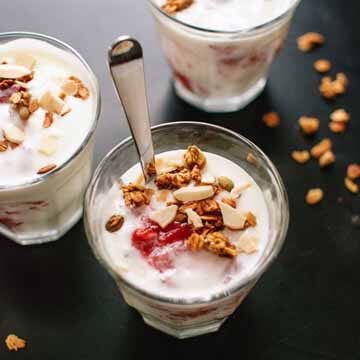 Roasted strawberry rhubarb and yogurt parfaits recipe by Cookie + Kate