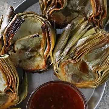 Sweet & spicy roasted artichokes recipe by Savory Spin