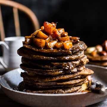 Spiced almond pancakes with candied butternut squash & maple butter recipe by Half Baked Harvest
