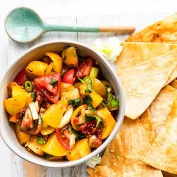 Honey chipotle peach salsa recipe by Cotter Crunch
