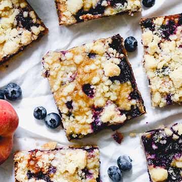 Blueberry peach cobbler bars recipe by Eats Well with Others