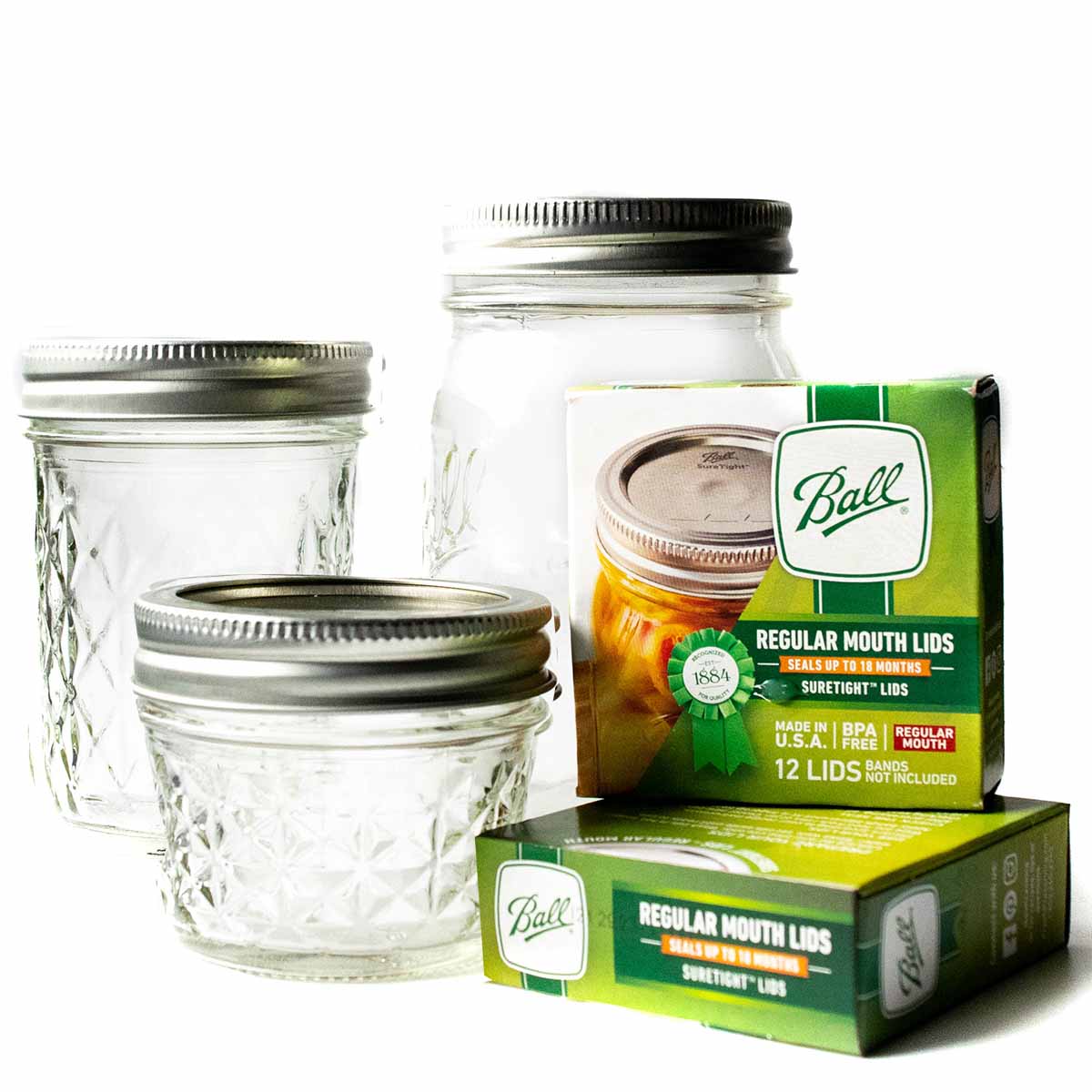 Ball 8oz 12pk Glass Regular Mouth Mason Jar with Lid and Band