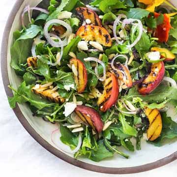Grilled peach & arugula salad with goat cheese recipe by Feasting At Home