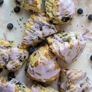 Lavender-glazed blueberry scones recipe by How Sweet Eats