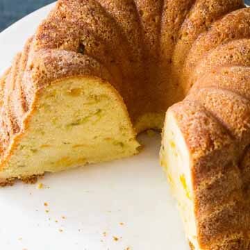 Green chile & peach pound cake recipe by A Spicy Perspective