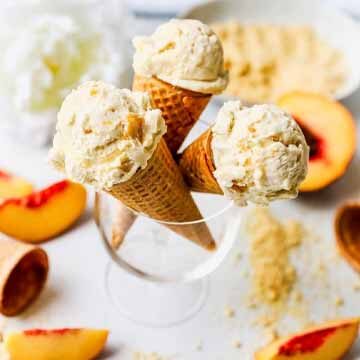 Peaches & cream ice cream with cookie crumble recipe by Yes to Yolks