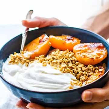 Char grilled apricot parfait dessert bowls recipe by Cotter Crunch