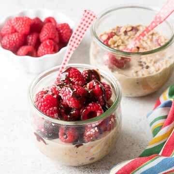 Raspberry mocha french vanilla overnight oats recipe by Boulder Locavore