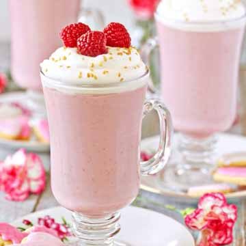 Raspberry white hot chocolate recipe by Sugar Hero