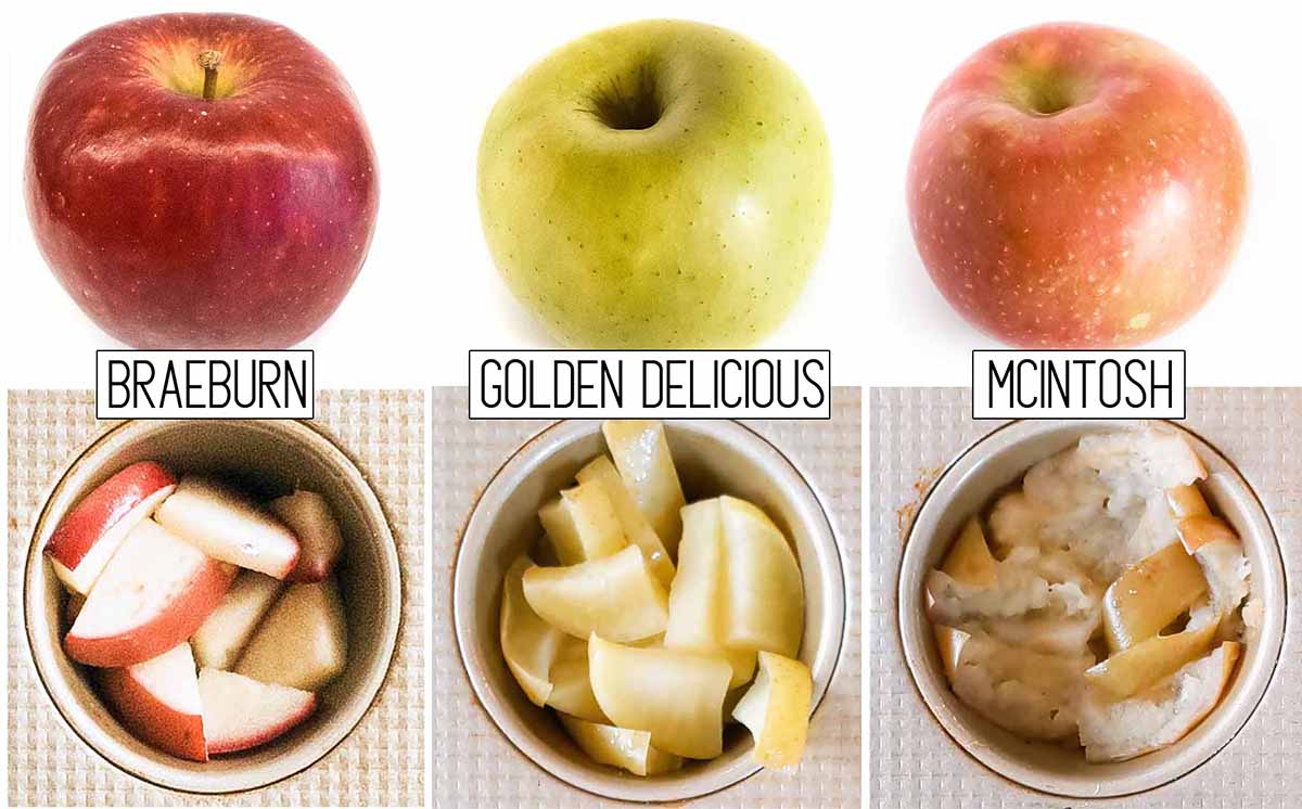 3 of the best apples for apple pie: braeburn, golden delicious, and mcintosh.
