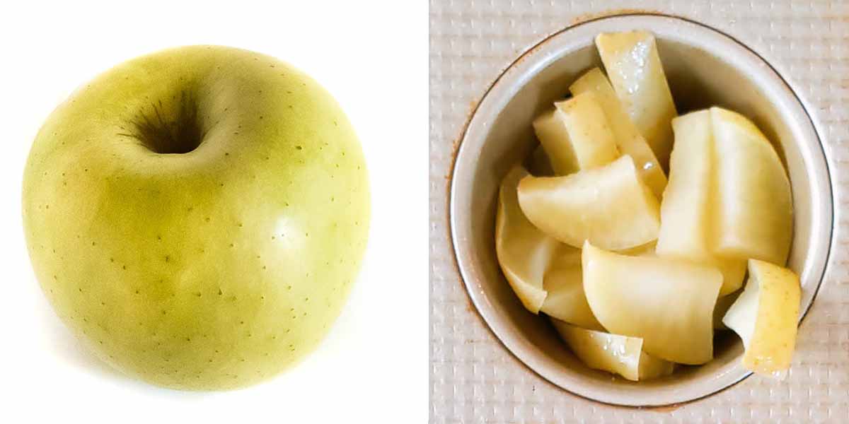 Golden Delicious before and after pie baking test